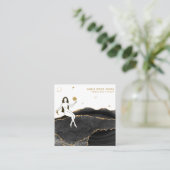 *~* Goddess Celestial Black Agate Gold Glitter Vierkante Visitekaartje (Staand voorkant)