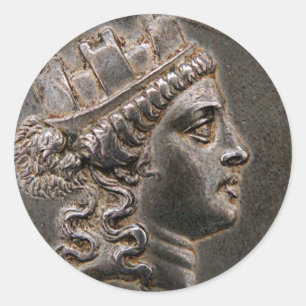 Goddess Cybele Tetradrachme Ronde Sticker