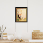 "Goddess Diana die met Deer loopt" Art Deco Poster (Keuken)