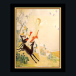 "Goddess Diana die met Deer loopt" Art Deco Poster<br><div class="desc">Een prachtig voorbeeld van Art Deco in de jaren dertig... De godin Diana die met twee herten uit de bossen naar een veld loopt. De kleuren bleke golden en groen contrasteren met de jet-zwarte herten en lavendere bloemen die uit de lucht vallen, zijn levendig en het schilderij is vol leven....</div>
