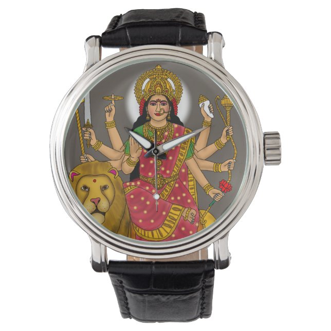 Goddess Durga Clock Horloge (Voorkant)