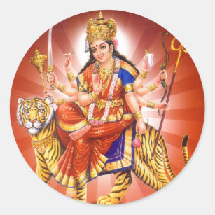Goddess Durga (Hindu godin) Ronde Sticker