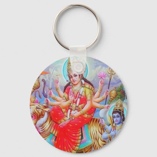 Goddess Durga Ji Painting Sleutelhanger (Voorkant)