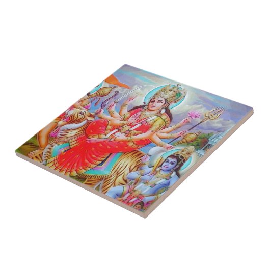 Goddess Durga Ji Painting Tegeltje (Zijkant)