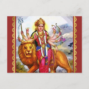 Goddess Durga met Lion Painting Briefkaart