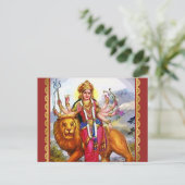Goddess Durga met Lion Painting Briefkaart (Staand voorkant)