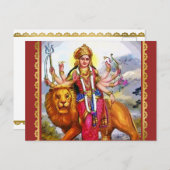 Goddess Durga met Lion Painting Briefkaart (Voorkant / Achterkant)