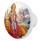 Goddess Durga met Lion Painting Keramische Knop (Rechts)