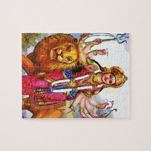 Goddess Durga met Lion Painting Legpuzzel (Horizontaal)