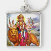 Goddess Durga met Lion Painting Sleutelhanger (Voorkant)