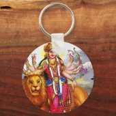Goddess Durga met Lion Painting Sleutelhanger (Voorkant)