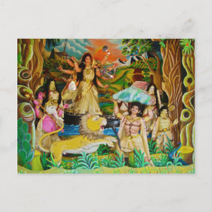 Goddess Durga op het Durga-festival in Burdwan Briefkaart