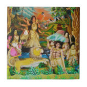 Goddess Durga op het Durga-festival in Burdwan Tegeltje (Voorkant)