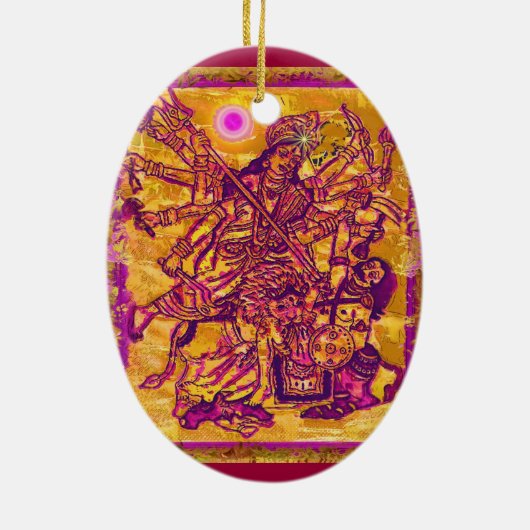 Goddess Durga Oval Ornament (Achterkant)