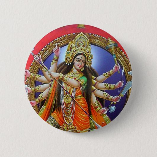 Goddess Durga Ronde Button 5,7 Cm (Voorkant)