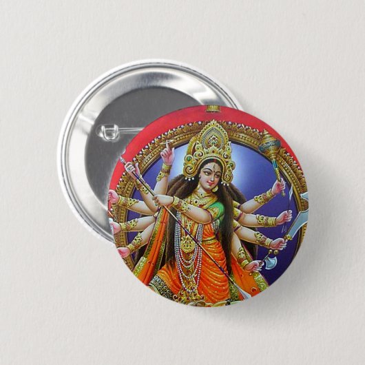 Goddess Durga Ronde Button 5,7 Cm (Voorkant /achterkant)