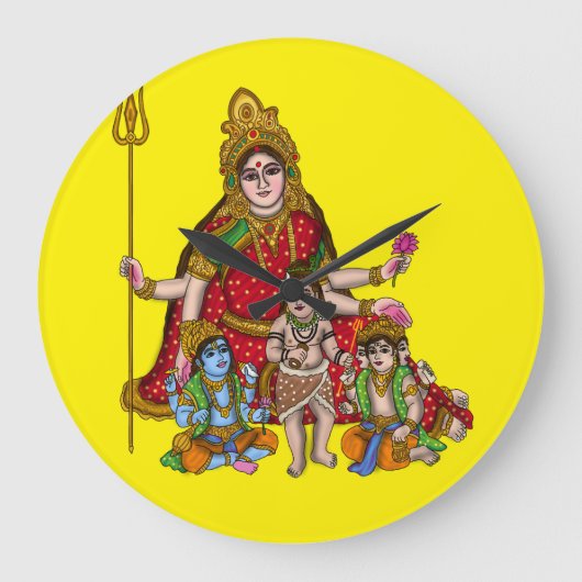 Goddess Durga Wall Clock Grote Klok (Voorkant)