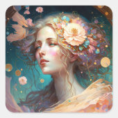 Goddess Fantasy Art Square Sticker (Voorkant)