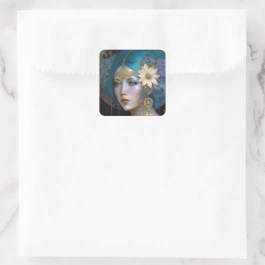 Goddess Fantasy Art Square Sticker (Tas)