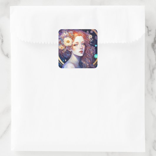 Goddess Fantasy Art Square Sticker (Tas)