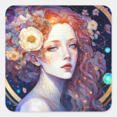 Goddess Fantasy Art Square Sticker (Voorkant)