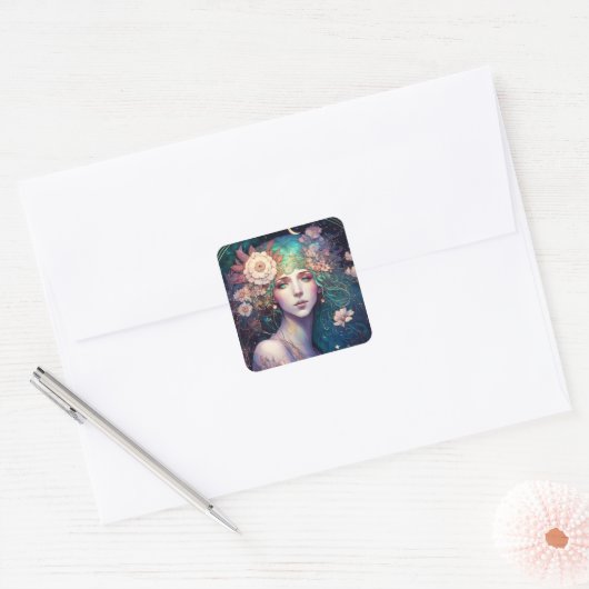 Goddess Fantasy Art Square Sticker (Envelop)