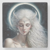 Goddess Fantasy Moon Goddess Crescent Moon Stenen Onderzetter (Voorkant)