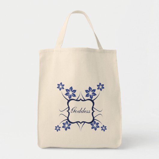Goddess Floral Bag, Vibrant Blue Tote Bag (Voorkant)
