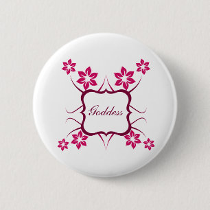 Goddess Floral Button, Magenta Ronde Button 5,7 Cm