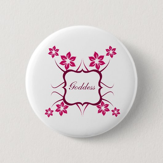 Goddess Floral Button, Magenta Ronde Button 5,7 Cm (Voorkant)