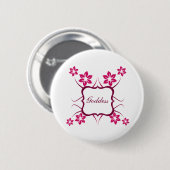 Goddess Floral Button, Magenta Ronde Button 5,7 Cm (Voorkant /achterkant)
