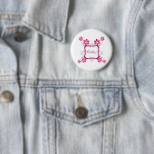 Goddess Floral Button, Magenta Ronde Button 5,7 Cm (In situ)