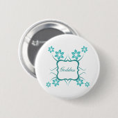 Goddess Floral Button, Turquoise Ronde Button 5,7 Cm (Voorkant /achterkant)