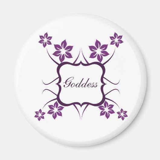 Goddess Floral Magnet, donker Paars Magneet (Voorkant)