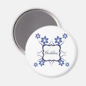 Goddess Floral Magnet, Vibrant Blue Magneet (Voorkant / Achterkant)
