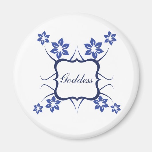 Goddess Floral Magnet, Vibrant Blue Magneet (Voorkant)
