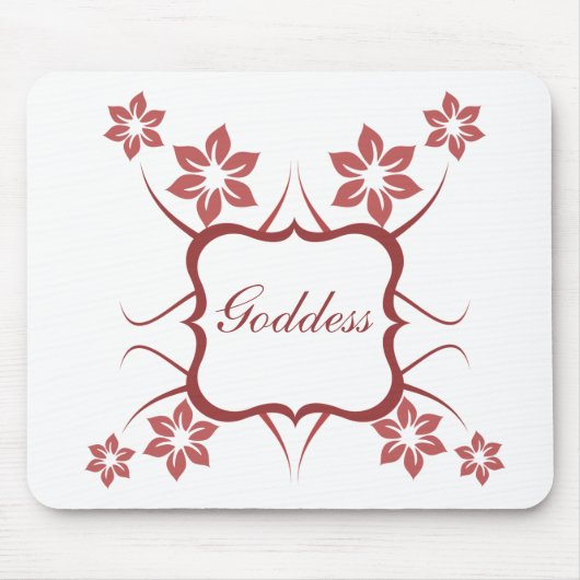 Goddess Floral Mousepad, Brick Red Muismat (Voorkant)
