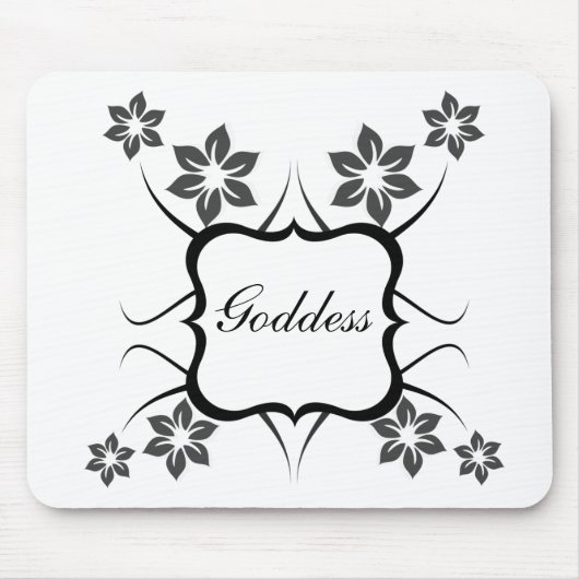 Goddess Floral Mousepad, Donkergrijs Muismat (Voorkant)