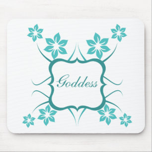 Goddess Floral Mousepad, Turquoise Muismat