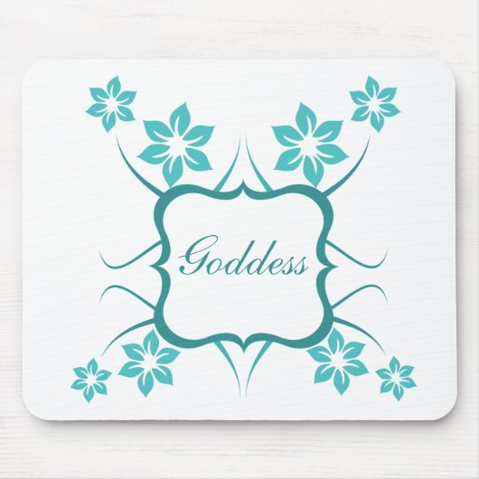 Goddess Floral Mousepad, Turquoise Muismat (Voorkant)