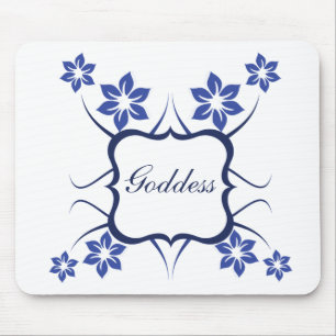 Goddess Floral Mousepad, Vibrant Blue Muismat