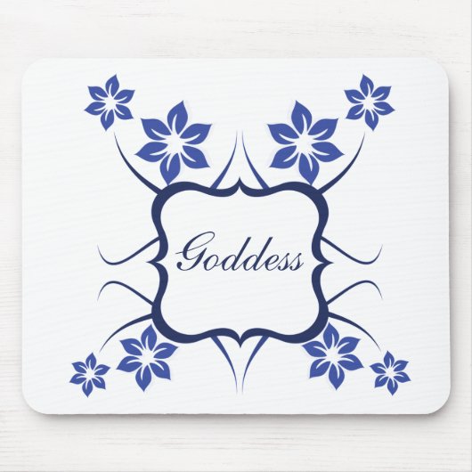 Goddess Floral Mousepad, Vibrant Blue Muismat (Voorkant)