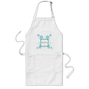 Goddess Floral Schort, Turquoise Lang Schort