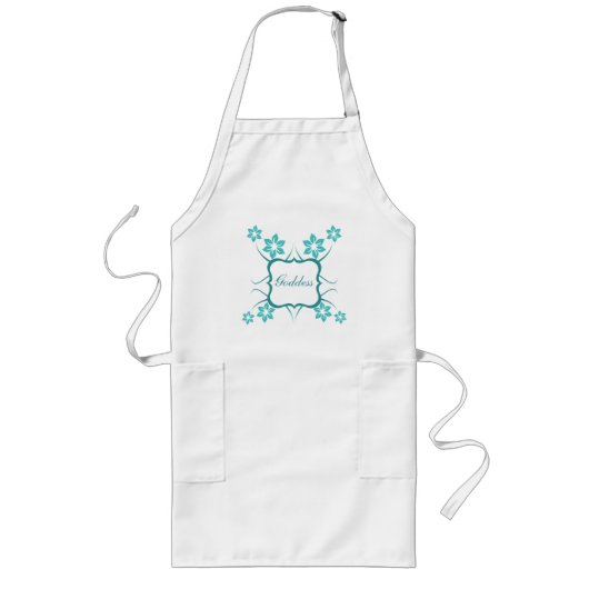 Goddess Floral Schort, Turquoise Lang Schort (Voorkant)