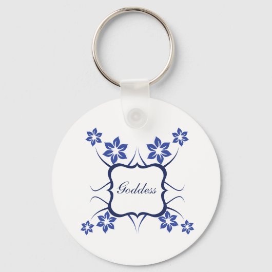 Goddess Floral Sleutelhanger, Vibrant Blue Sleutelhanger (Voorkant)