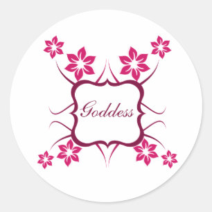 Goddess Floral Stickers, Magenta Ronde Sticker