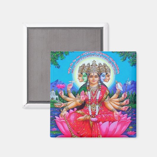 Goddess Gayatri Devi Deity Magneet (Voorkant / Achterkant)