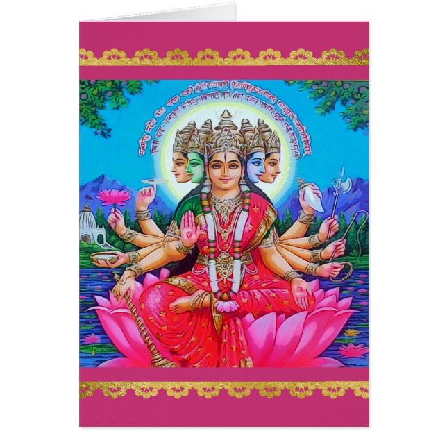 Goddess Gayatri Devi Veda Mata Deity (Voorkant)