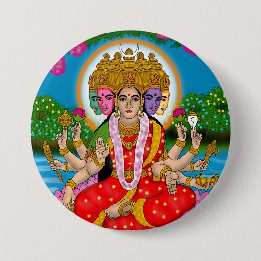 Goddess Gayatri Knop Ronde Button 7,6 Cm (Voorkant)