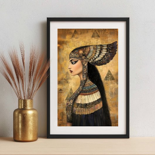 Goddess Isis: Gold Art Nouveau Egyptian Poster